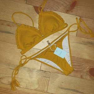 Cupshe Mustard Yellow Bikini Sz M